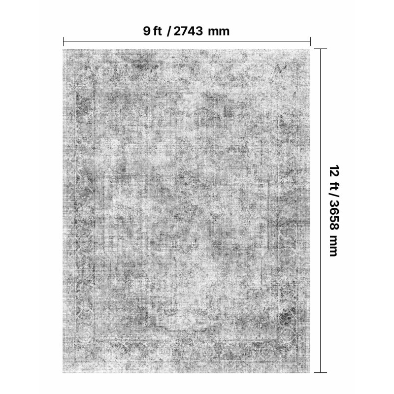 Matto keinokasmir 274 x 366 cm boheemi harmaa TPR-pohja liukumaton