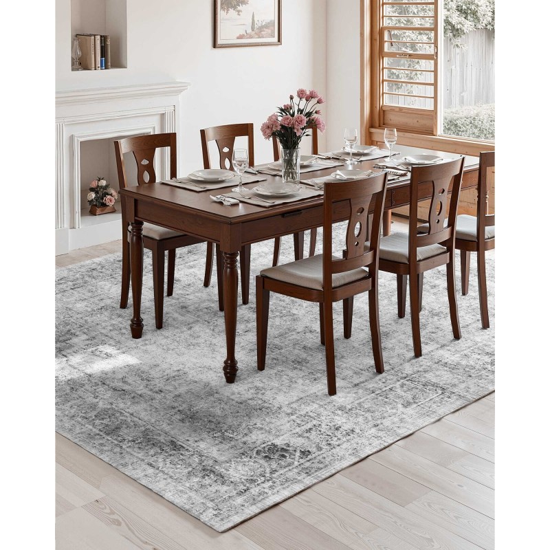 Matto keinokasmir 274 x 366 cm boheemi harmaa TPR-pohja liukumaton