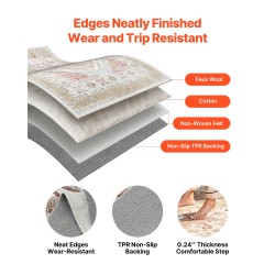 Matto 2743 x 3658 mm 6 mm tekokashmir TPR-tausta sisäkäyttöön vintage-tyylinen