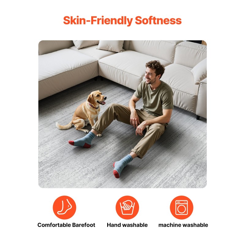 Matto sisäkäyttöön harmaa 3048 x 4267 mm tekokashmir TPR-pohjainen pestävä