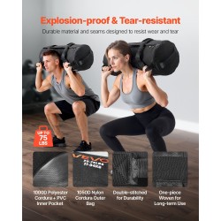 Harjoittelusäkki hiekkatäytteelle nylon Cordura 1050D ja polyesteri 1000D 11–34 kg musta