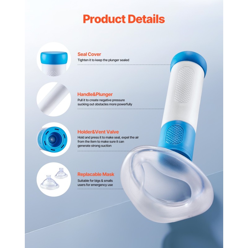 Tukehtumisen ensiapulaite muovista mekaaninen imu kaksi maskia