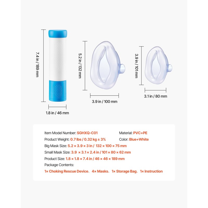Tukehtumisen ensiapulaite muovista mekaaninen imu kaksi maskia