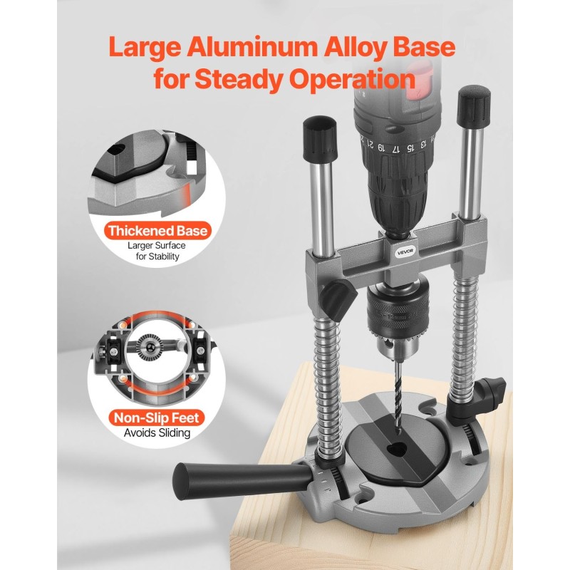 Siirrettävä porausopas alumiiniseospohjalla säädettävät kulmat 45–90° puu- ja metallitöihin