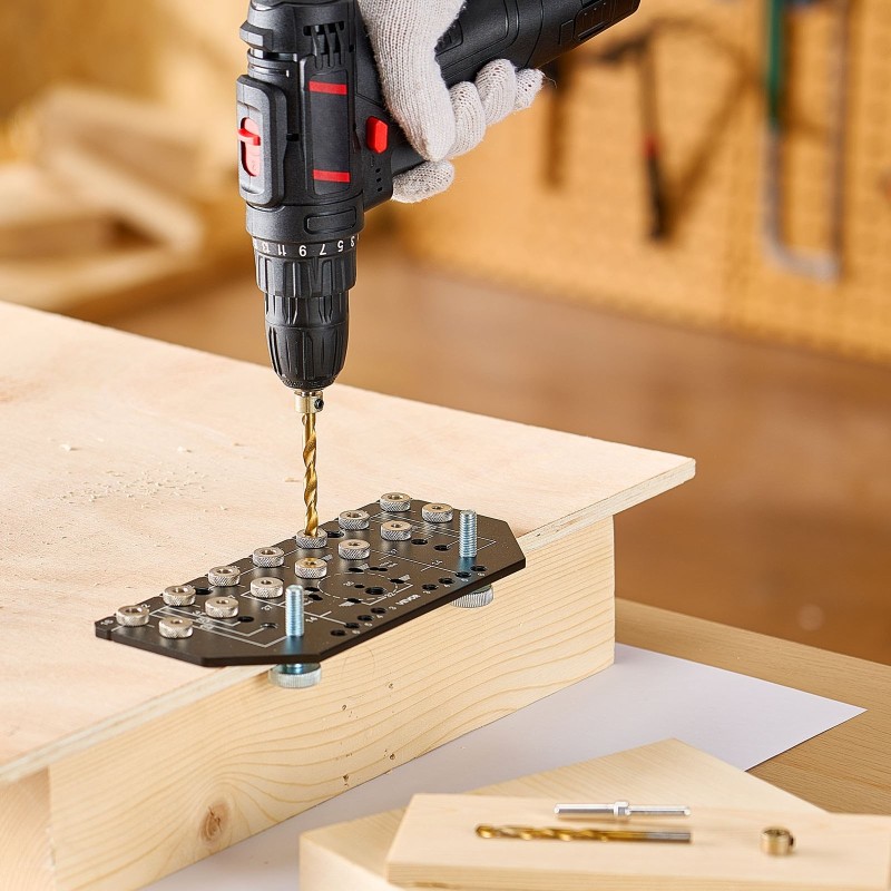 Porausjigi alumiiniseos 223x100x5 mm 2 poranterää hyllyjen ja saranoiden asennukseen