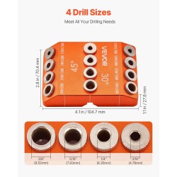 Monikulmainen poraohjain alumiinirunko 30° 45° ja 90° kulmilla kaksitoista poraholkia