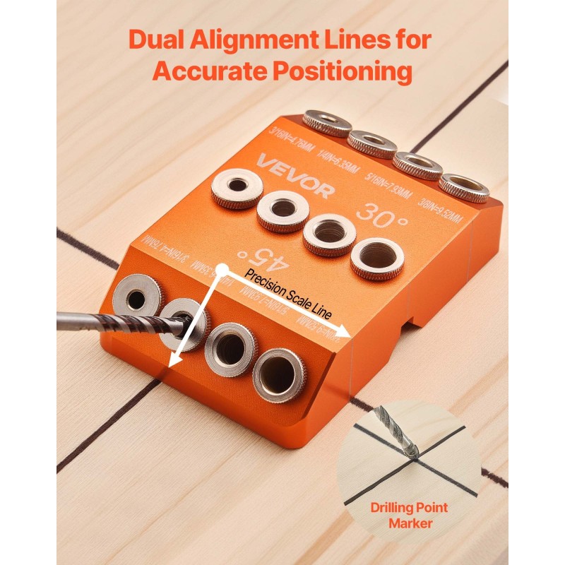 Monikulmainen poraohjain alumiinirunko 30° 45° ja 90° kulmilla kaksitoista poraholkia