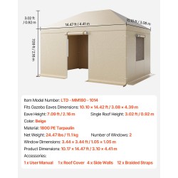 Talvikatospeite 180G PE-pressu 3,08×4,39 m kovakattoiselle paviljongille