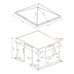 Paviljongin talvipeite 180G PE 3,05×3,05 m sivuseinillä ja ikkunoilla beige
