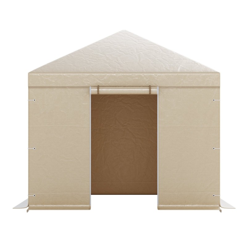 Paviljongin talvipeite 180G PE 3,05×3,05 m sivuseinillä ja ikkunoilla beige