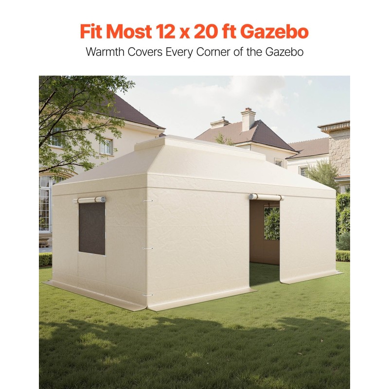 Talvisuojapeite paviljongille 180G PE-pressu 3,66 x 6,10 m kaksikerroksinen beige