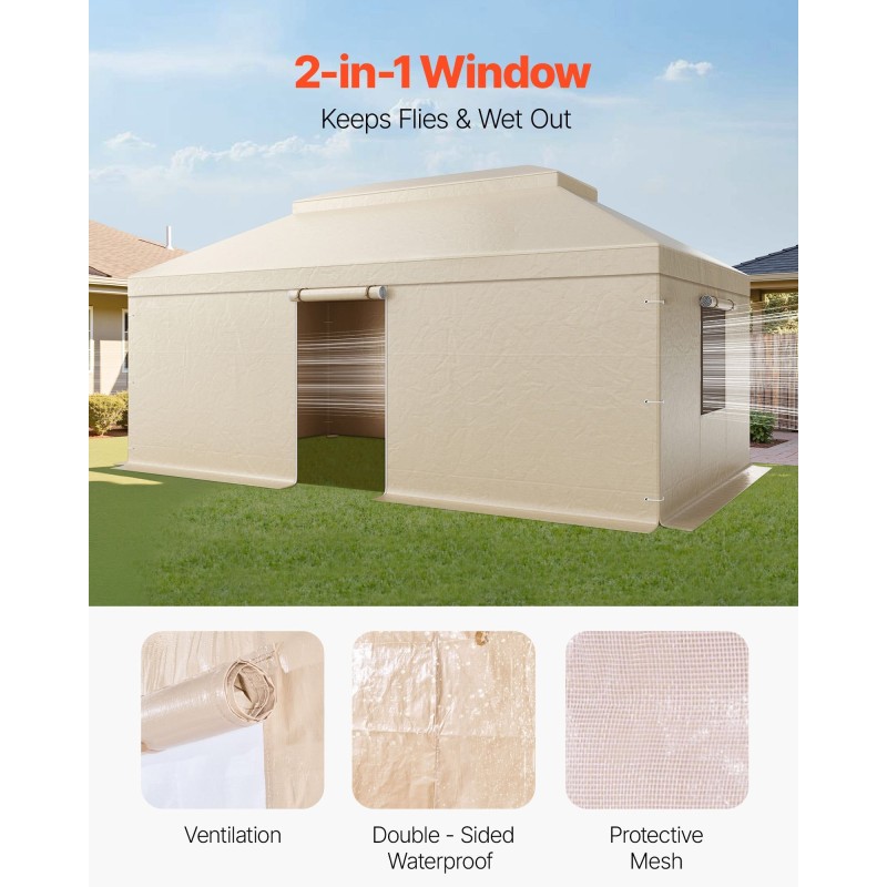 Talvisuojapeite paviljongille 180G PE-pressu 3,66 x 6,10 m kaksikerroksinen beige