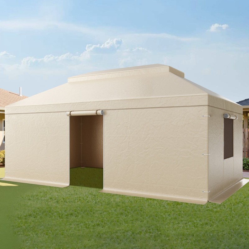 Talvisuojapeite paviljongille 180G PE-pressu 3,66 x 6,10 m kaksikerroksinen beige