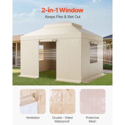 Paviljongin talvikate kaksikerroksiselle 180G PE-materiaali vedenpitävä 3,05×3,65 m beige