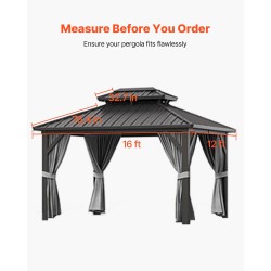 Talvisuojapeite kovakattoiselle kaksitasoiselle paviljongille 180G PE-pressu 3,66 x 4,87 m