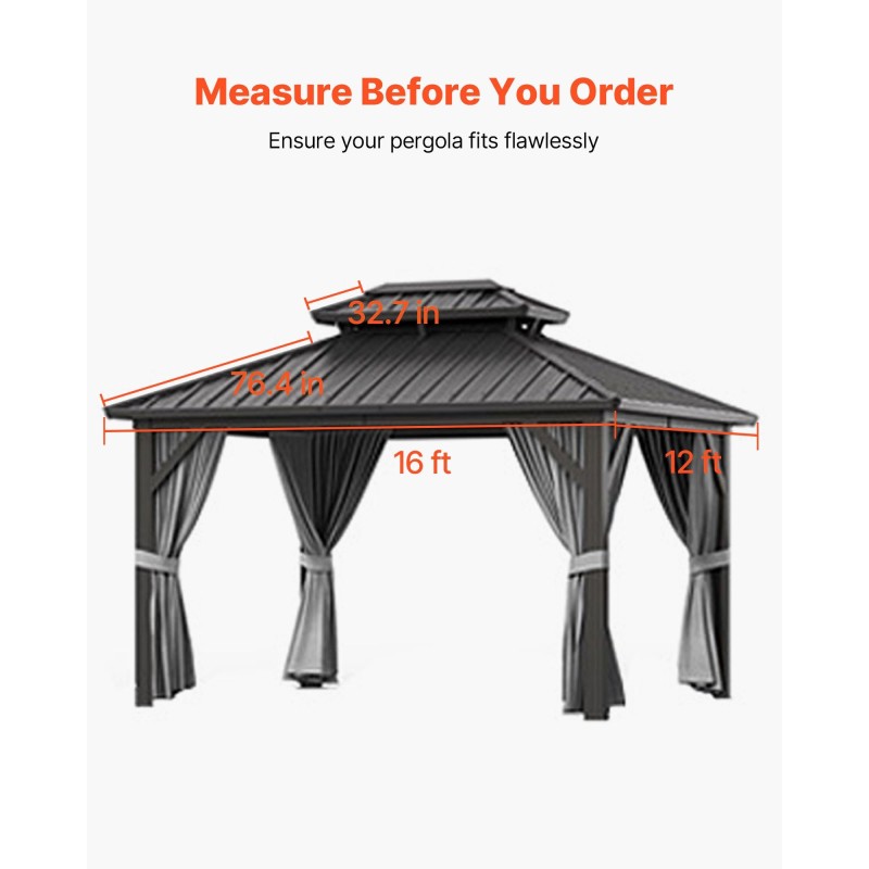 Talvisuojapeite kovakattoiselle kaksitasoiselle paviljongille 180G PE-pressu 3,66 x 4,87 m