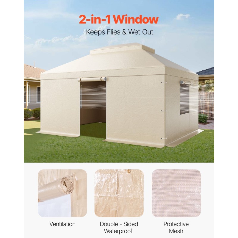 Talvisuojapeite kovakattoiselle kaksitasoiselle paviljongille 180G PE-pressu 3,66 x 4,87 m