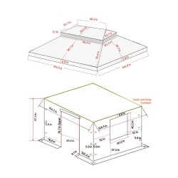Talvisuojapeite kovakattoiselle kaksitasoiselle paviljongille 180G PE-pressu 3,66 x 4,87 m