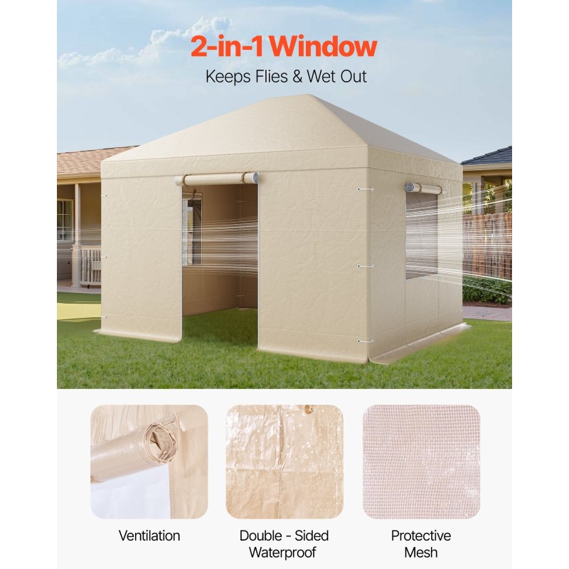 Talvipaviljongin suojapeite 180 g PE-pressu 3,07 x 3,67 m beige