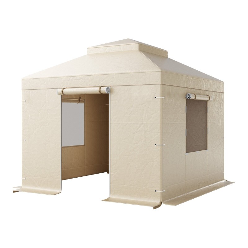 Paviljongin talvisuoja 180G PE 3,05×3,05 m kaksikerroksinen ikkunallinen