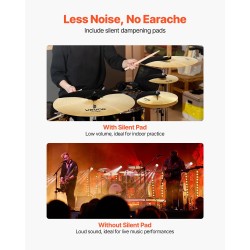 6-osainen symbaalisetti 201-ruostumatonta terästä 10–20 tuumaa harjoitteluun ja esiintymiseen