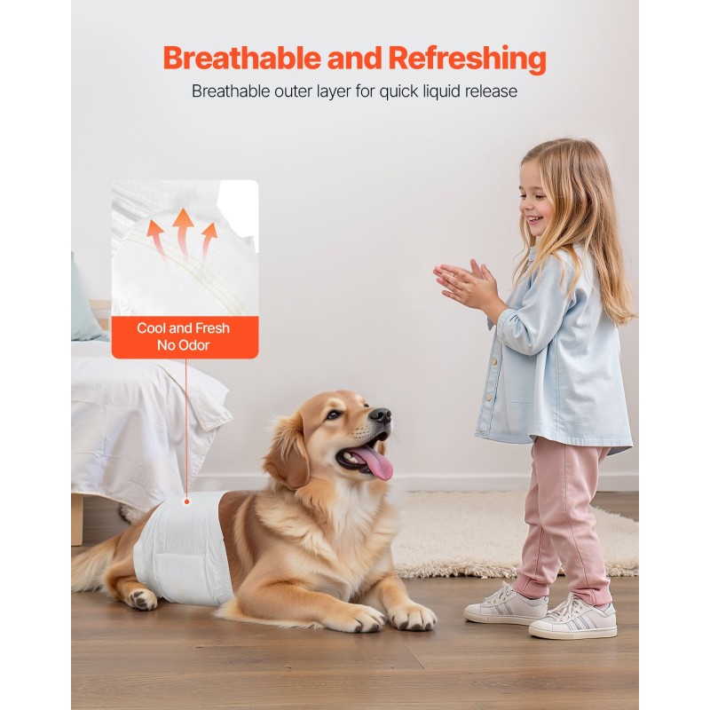 Kertakäyttöiset uroskoiran vaipat M 144 kpl imukykyisellä ytimellä ja 360 asteen vuotosuojalla