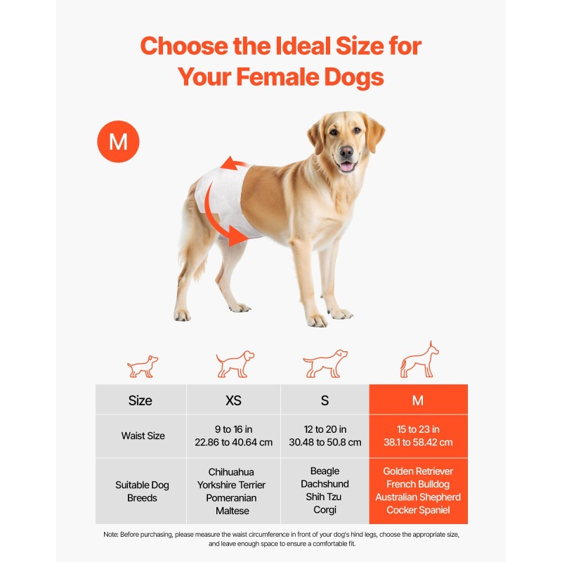 Kertakäyttöiset narttukoiran vaipat M 144 kpl 360 asteen vuotosuoja kosteusilmaisimella