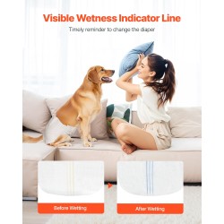 Kertakäyttöiset narttukoiran vaipat M 144 kpl 360 asteen vuotosuoja kosteusilmaisimella