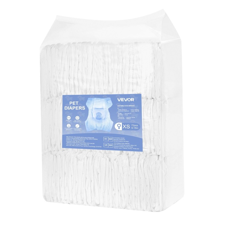Kertakäyttöiset vaipat narttukoirille XS 144 kpl superimukykyinen vuotosuoja