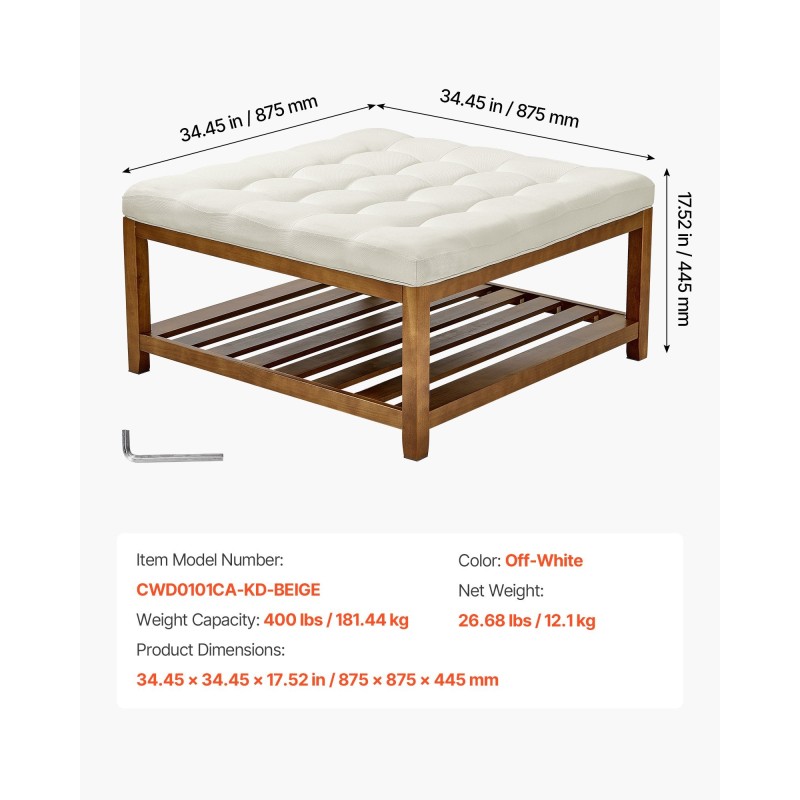 Rahipöytä suuri neliö pellavaverhoilu 87,5 cm avoin puuhylly 181 kg