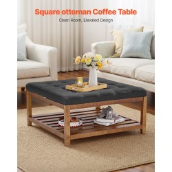 Monikäyttöinen neliönmuotoinen rahipöytä pellavaverhoilu tummanharmaa 875×875×445 mm