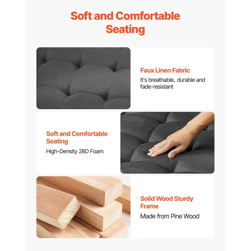 Monikäyttöinen neliönmuotoinen rahipöytä pellavaverhoilu tummanharmaa 875×875×445 mm