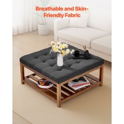 Monikäyttöinen neliönmuotoinen rahipöytä pellavaverhoilu tummanharmaa 875×875×445 mm