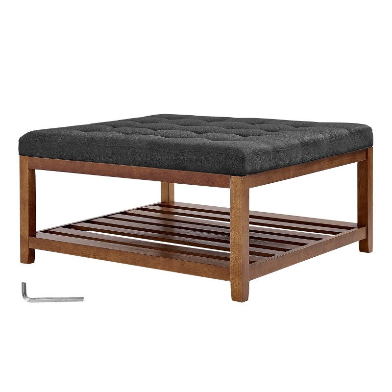 Monikäyttöinen neliönmuotoinen rahipöytä pellavaverhoilu tummanharmaa 875×875×445 mm