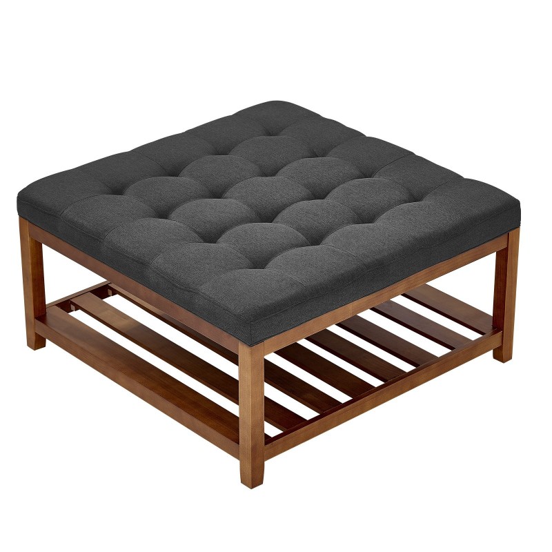 Monikäyttöinen neliönmuotoinen rahipöytä pellavaverhoilu tummanharmaa 875×875×445 mm