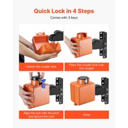 Vetokoukun lukko hiiliteräs 5 mm 50,6 ja 58,6 mm kytkimille perävaunuille