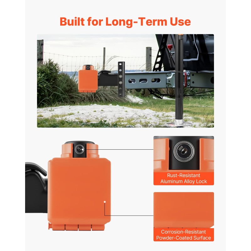 Vetokoukun lukko hiiliteräs 5 mm 50,6 ja 58,6 mm kytkimille perävaunuille