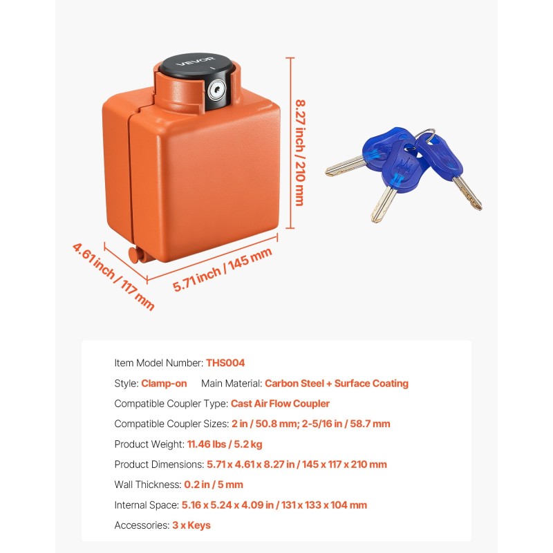 Vetokoukun lukko hiiliteräs 5 mm 50,6 ja 58,6 mm kytkimille perävaunuille