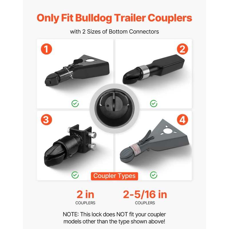 Vetokytkimen lukko hiiliteräs 6 mm Bulldog-yhteensopiva 50,6/58,6 mm 3 avainta