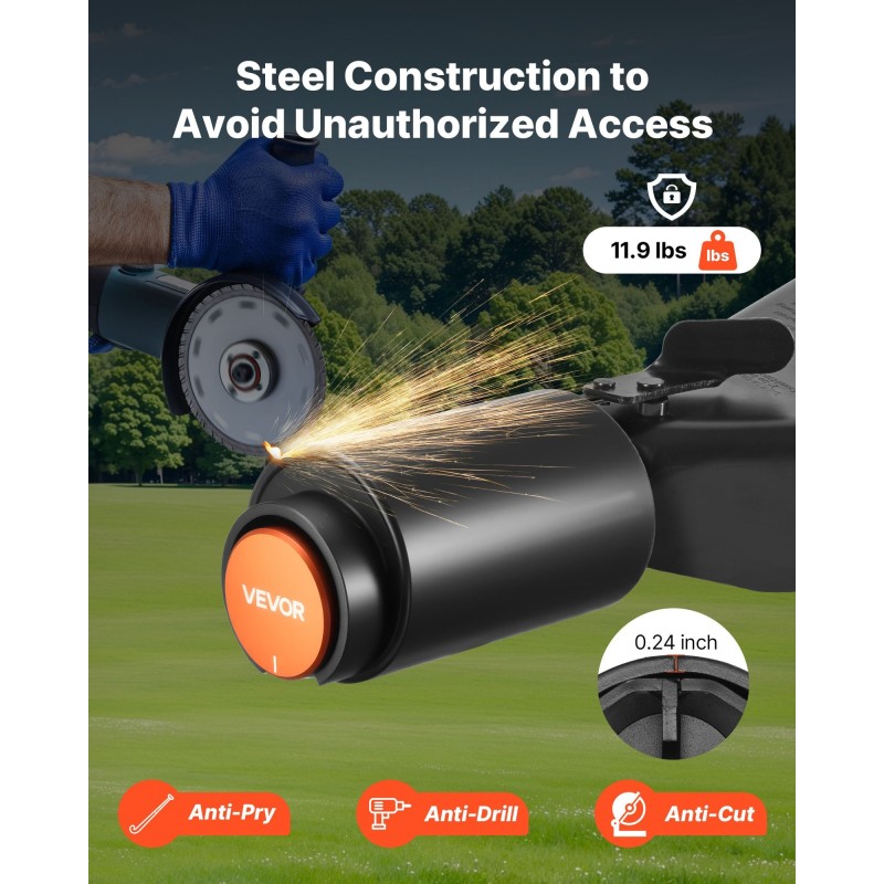 Vetokytkimen lukko hiiliteräs 6 mm Bulldog-yhteensopiva 50,6/58,6 mm 3 avainta