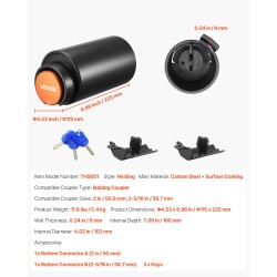 Vetokytkimen lukko hiiliteräs 6 mm Bulldog-yhteensopiva 50,6/58,6 mm 3 avainta