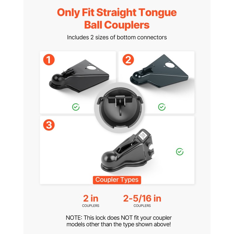 Perävaunun kuulalukko 6 mm paksu hiiliteräsrunko sopii 50,6 ja 58,6 mm kytkimille