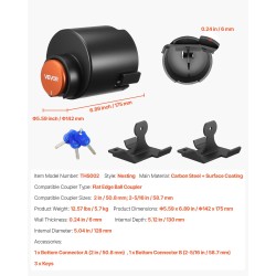 Perävaunun kuulalukko 6 mm paksu hiiliteräsrunko sopii 50,6 ja 58,6 mm kytkimille