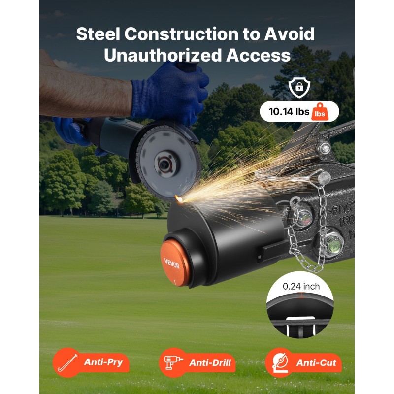 Perävaunun vetokoukun lukko hiiliteräs 58,6 mm valettuihin pallokytkimiin