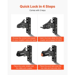 Perävaunun vetokoukun lukko hiiliteräs 58,6 mm valettuihin pallokytkimiin