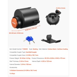 Perävaunun vetokoukun lukko hiiliteräs 58,6 mm valettuihin pallokytkimiin