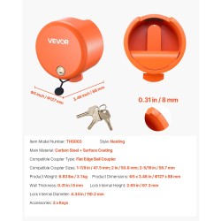 Perävaunun kuulan lukko hiiliteräsrunko 8 mm seinämänpaksuus sopii 47,5 50,6 58,6 mm