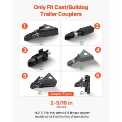 Perävaunun kytkinlukko hiiliteräs 7,5 mm seinämä 58,6 mm kytkimille 3 avainta