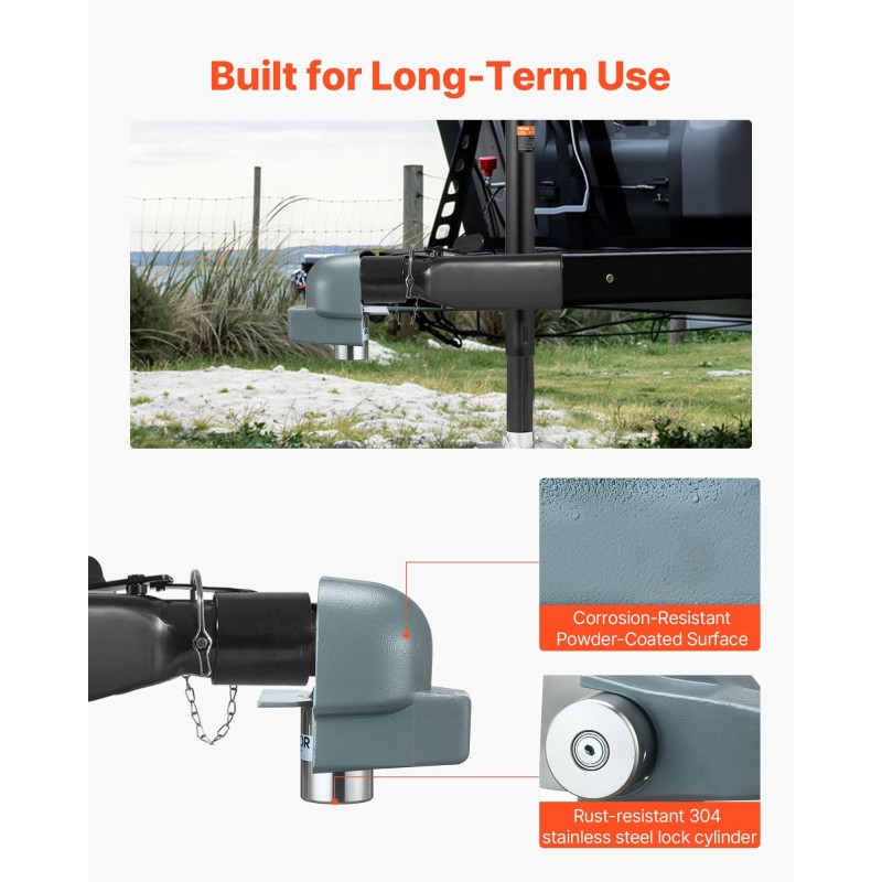 Perävaunun kytkinlukko hiiliteräs 7,5 mm seinämä 58,6 mm kytkimille 3 avainta