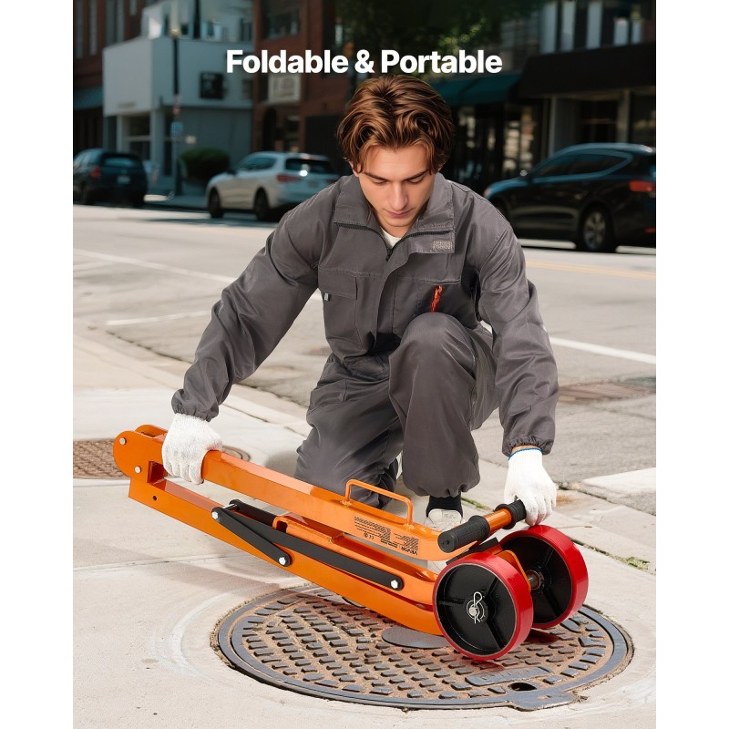 Magneettinen kaivonkannen nostovaunu teräsrunko taittuva N42-neodyymimagneetti 600 kg vetovoima